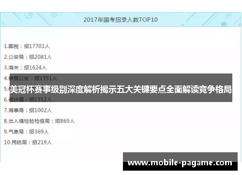 美冠杯赛事级别深度解析揭示五大关键要点全面解读竞争格局 美冠杯赛事级别深度解析揭示五大关键要点全面解读竞争格局